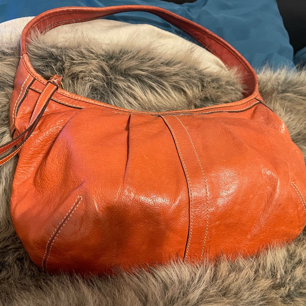 Coach orange leather bag